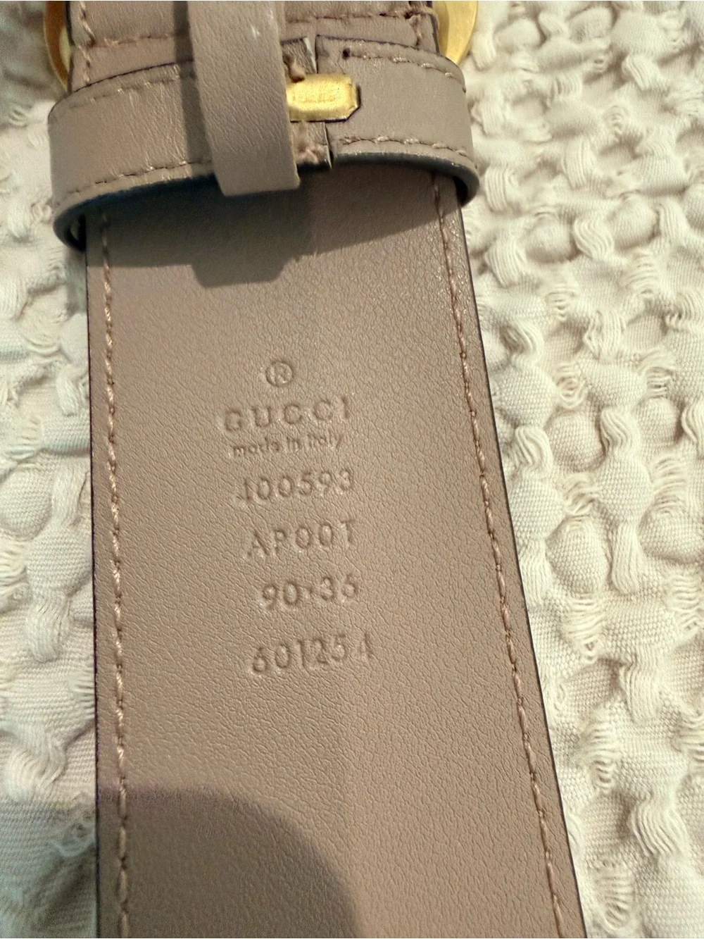 Gucci Taupe Leather Belt with Antiqued Gold Double G Buckle